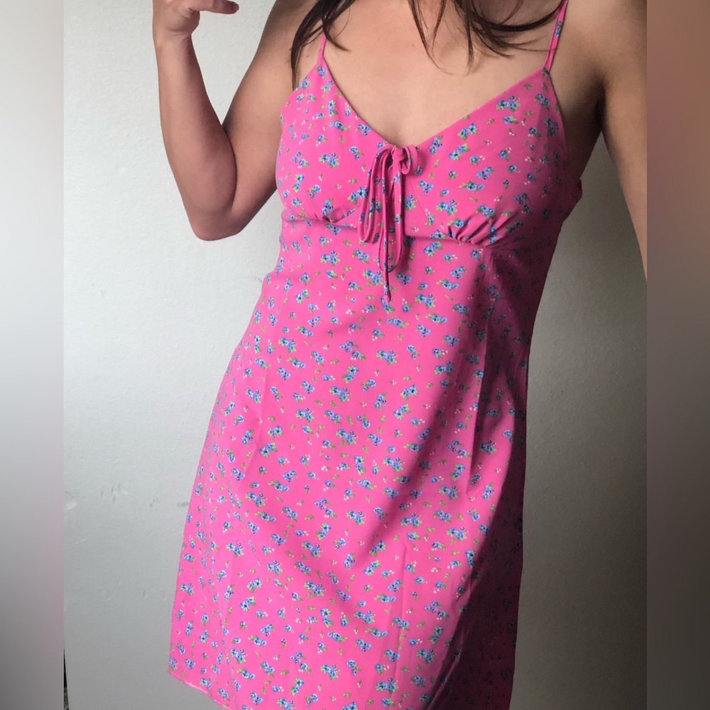 Pink floral summer dress
